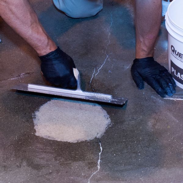 repaired crack in concrete floor