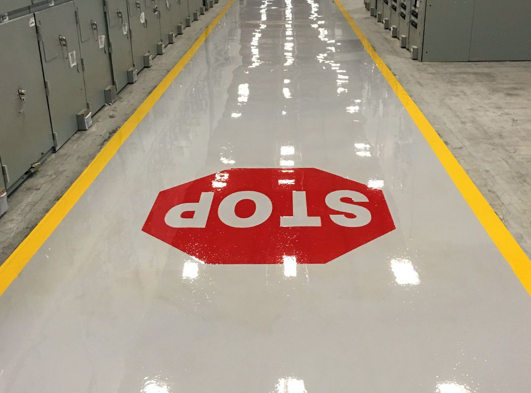 Stop Sign Painted on Floor for Safety