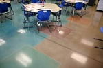 dyed decorative polished concrete floor in school 